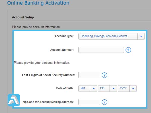 After selecting Checking Saving or Money Market Account-Type enter your Account Number Social Security Number Date of Birth and the Zip Code