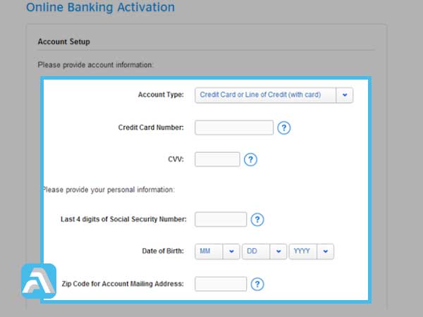 After selecting Credit Card or Line of Credit with Card Account-Type enter your Credit Card Number CVV Social Security Number Date of Birth and the Zip Code
