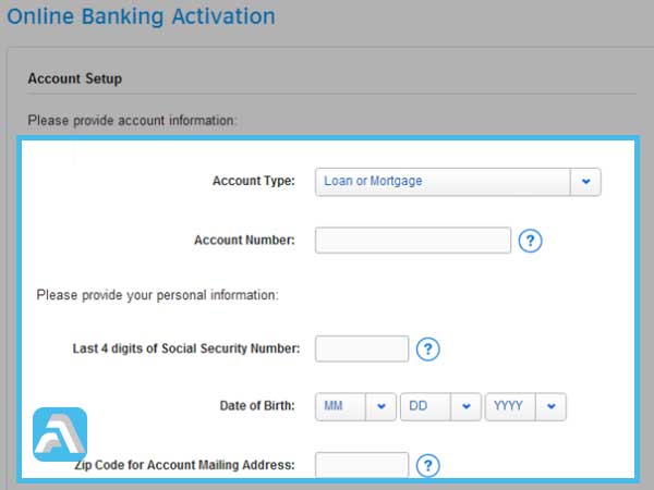 After selecting Loan or Mortgage Account-Type enter your Account Number Social Security Number Date of Birth and the Zip Code