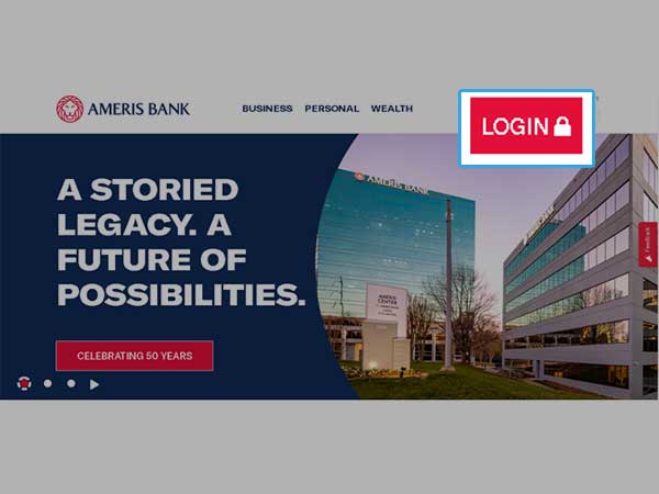 Click on the red-colored Log in button at the right-hand side of the Ameris bank website homepage.