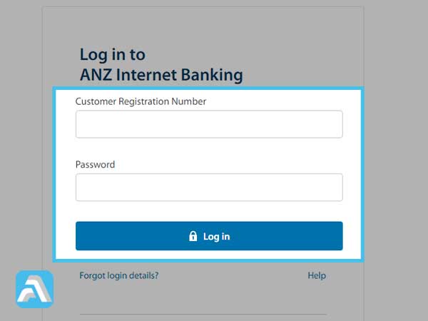 On the official ANZ Banking webpage, enter your ‘CRN’ and ‘Password’ and click on ‘Log in’ button.