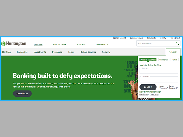 Huntington bank homepage