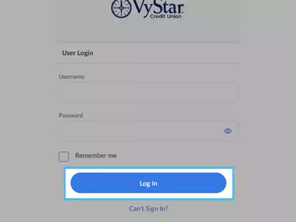 Vystar’s login panel