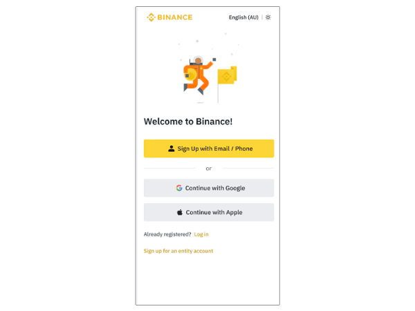 Binance user login page 