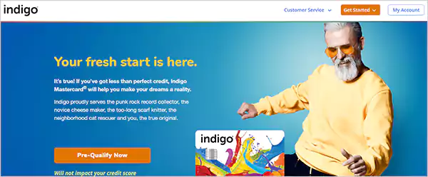 Indigo Mastercard Homepage