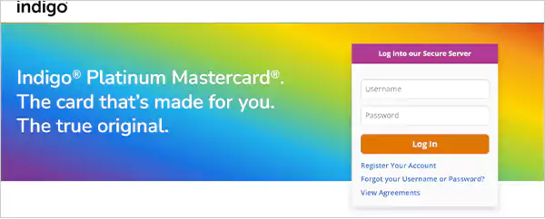 Indigo Mastercard Activation Homepage