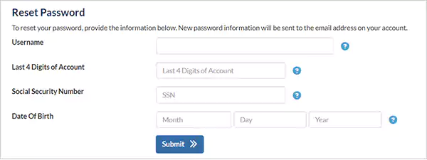 Indigo Password Reset Homepage