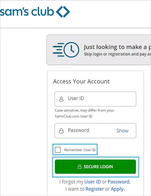 Fill in details and click on “Secure Login”