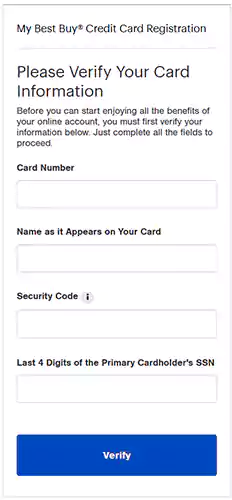 Credit Cards Registration Page