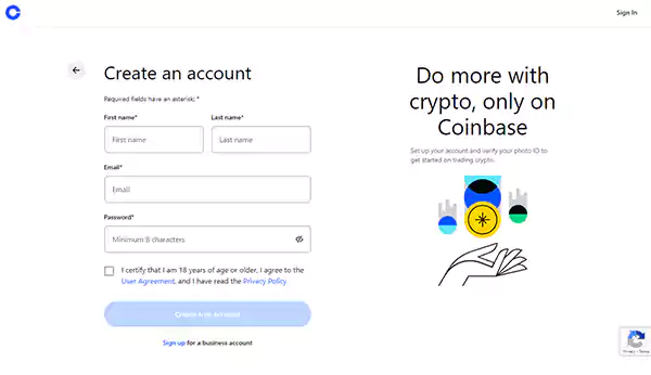 Coinbase Login Page