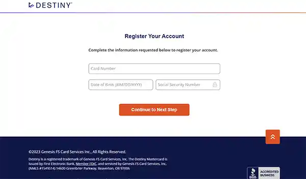 Destiny Registration Page