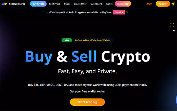 LocalCoinSwap Web Page