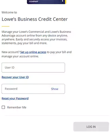 lowes business card login page