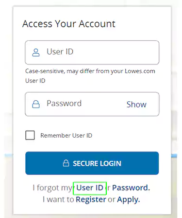 Lowe’s user ID reset