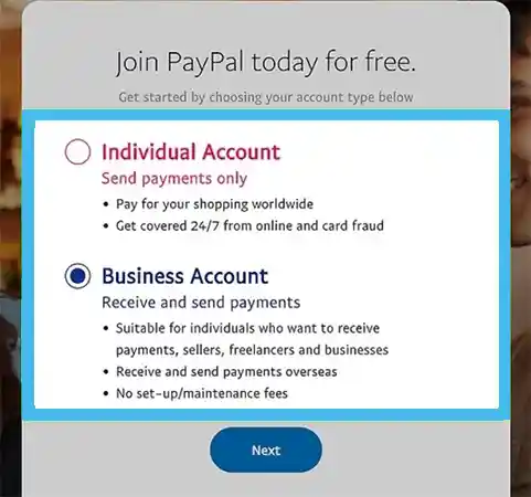 PayPal account sign up 
