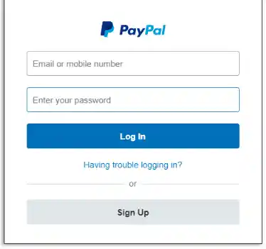 PayPal login website 