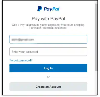 PayPal login website