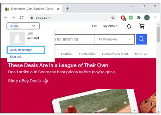 eBay account settings 