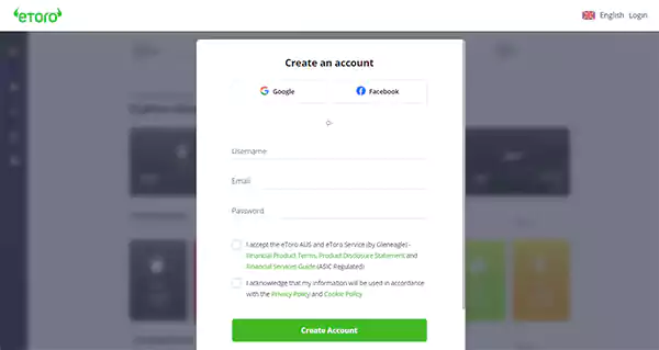 eToro Login Page