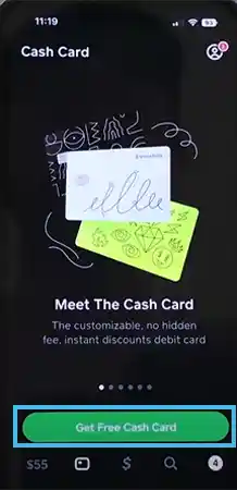 Cash Card tab