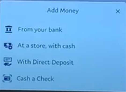 Cash a Check option