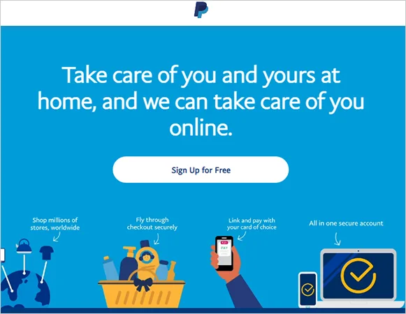 PayPal homepage 