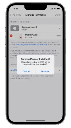 Remove payment method 