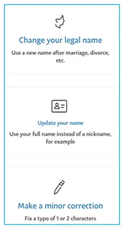 Types of PayPal name changes