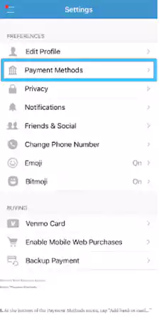 Venmo payment methods