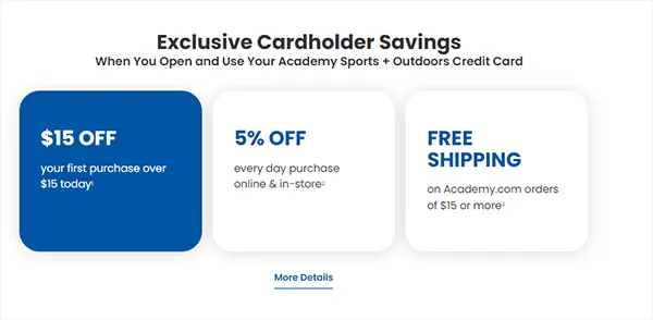 Academy credit card benefits