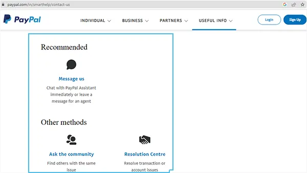 Contact PayPal support