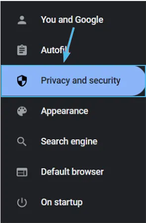 Select Privacy and security