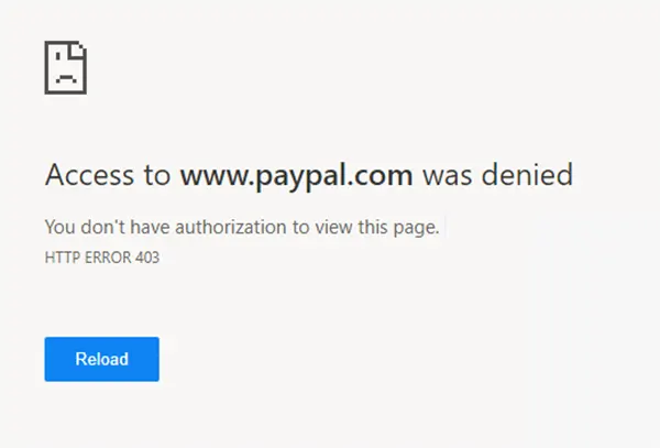what does the PayPal forbidden 403 error mean