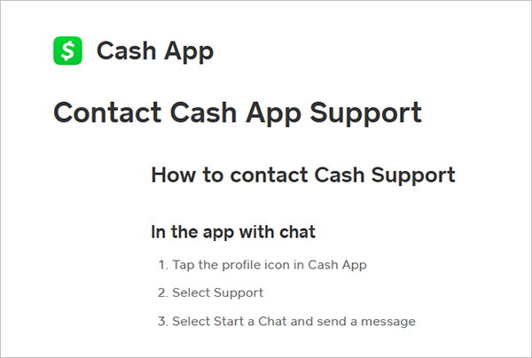 Contact Cash App Support