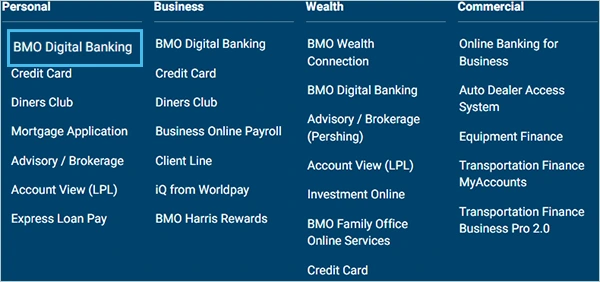 click on BMO digital banking