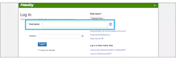 Enter UserName at the Fidelity Log-In Page1