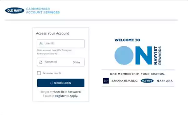 Old Navy credit card login portal