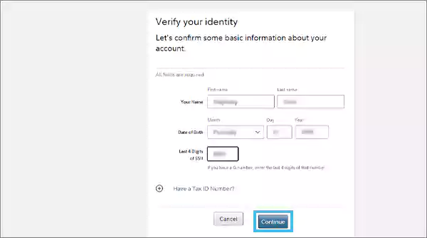 Press the Continue Button once you have entered the correct credentials