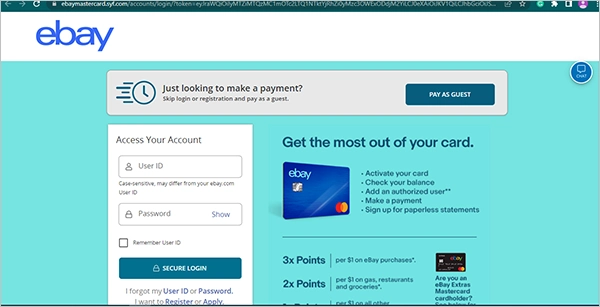 eBay Login Page