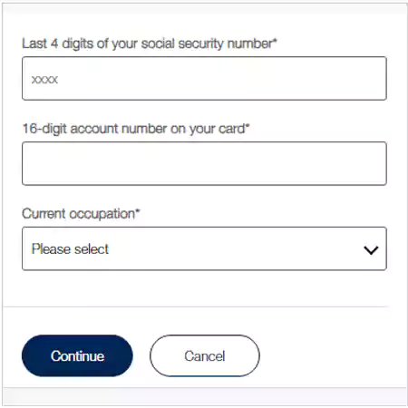 GAP card account setup