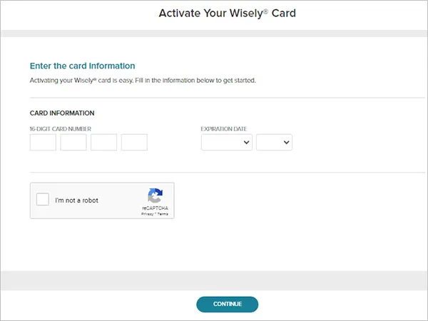 Activate your Wisely Card