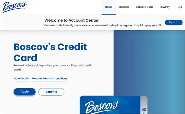 Boscov credit card official website