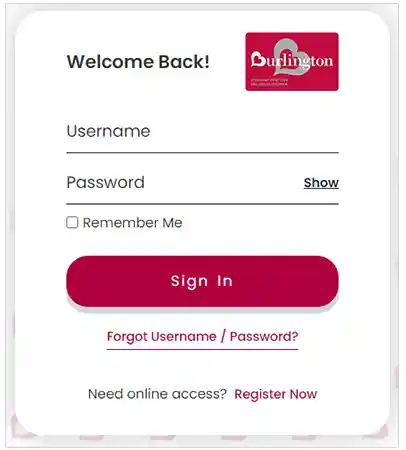  Burlington login page