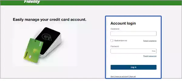 Fidelity card login page