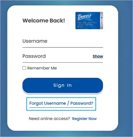 Forget Username Password