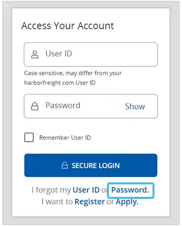  Harbor card login portal password