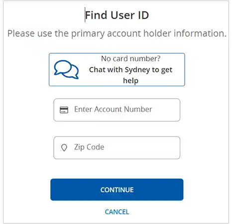 Input account number, ZIP code and click on Continue.
