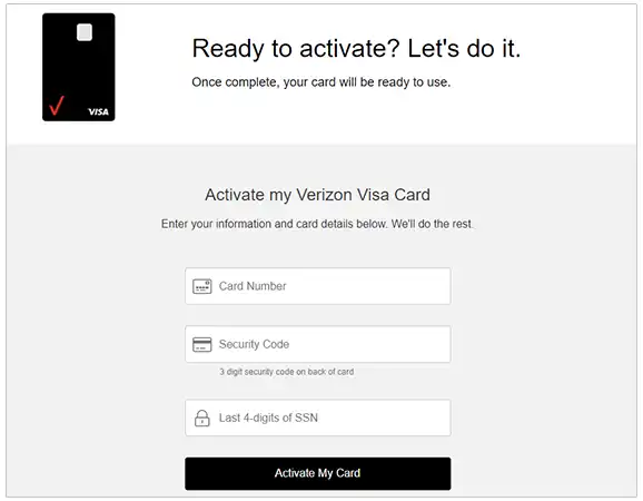 VerizonvisacardActivate Page