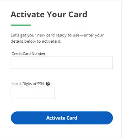 Activate card page
