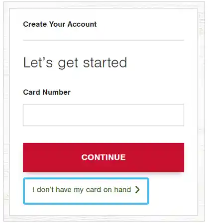 tap on the I don’t have my card on hand